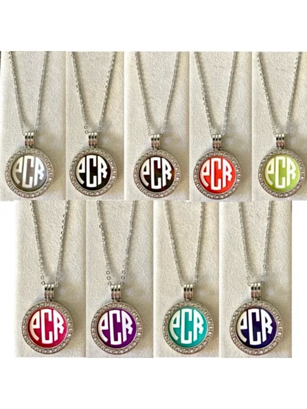 Custom Made Monogram Interchangeable Necklace Jewelry Gold Silver Rhinestone NEW